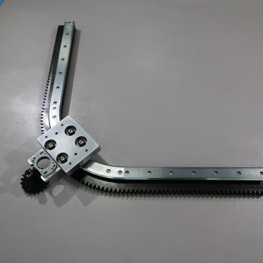 Inclined mounting adapter for linear guides, circular guide conveyor lines, and small appliance casing spraying production lines.