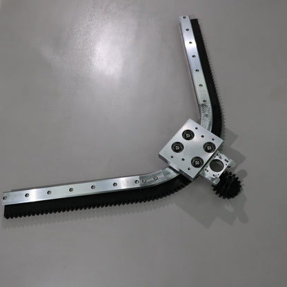 Inclined mounting adapter for linear guides, circular guide conveyor lines, and small appliance casing spraying production lines.