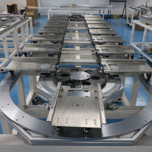 Double-layer synchronous linear guide rail, circular guide rail conveyor line, dual-station electronic product testing line
