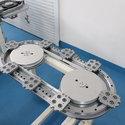 Earthquake-resistant and stable linear guide rails, circular guide rail conveyor lines, and vehicle-mounted equipment component conveyor lines.