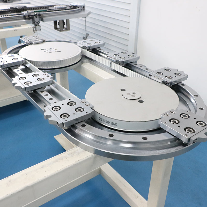 Earthquake-resistant and stable linear guide rails, circular guide rail conveyor lines, and vehicle-mounted equipment component conveyor lines.
