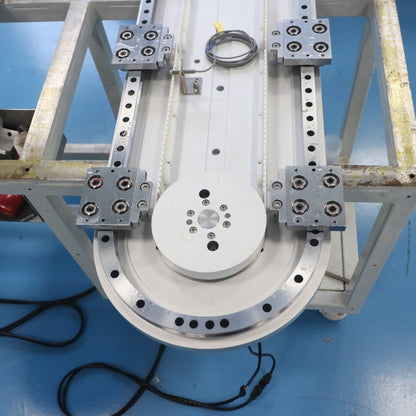 Curved linear guide rails, circular guide rail conveyor lines, and irregular workpiece processing and assembly lines.