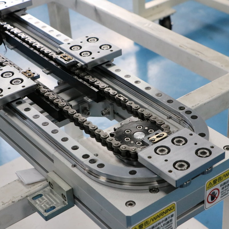 Zero-gap positioning linear guide, circular guide conveyor line, lens module assembly circulation line