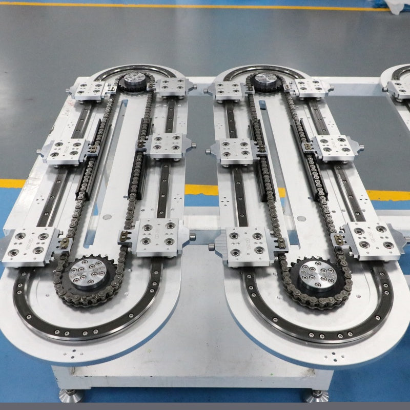 Extendable linear guide rails, circular guide rail conveyor lines, and continuous conveying production lines for long workpieces.
