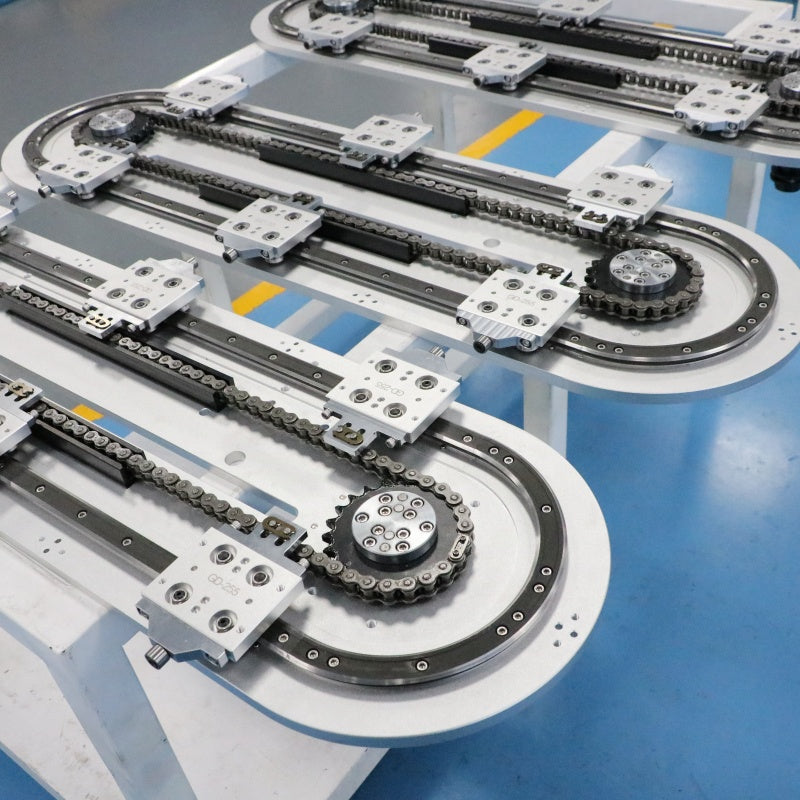 Extendable linear guide rails, circular guide rail conveyor lines, and continuous conveying production lines for long workpieces.