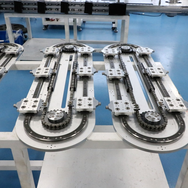 Extendable linear guide rails, circular guide rail conveyor lines, and continuous conveying production lines for long workpieces.