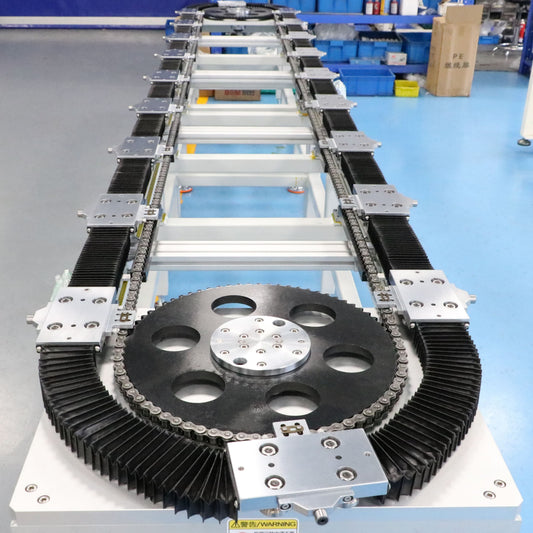 Dust-proof sealed steel Driven track system for medical supplies sterile assembly and cyclic production lines