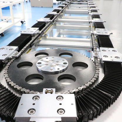 Dust-proof sealed steel Driven track system for medical supplies sterile assembly and cyclic production lines