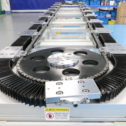 Dust-proof sealed steel Driven track system for medical supplies sterile assembly and cyclic production lines