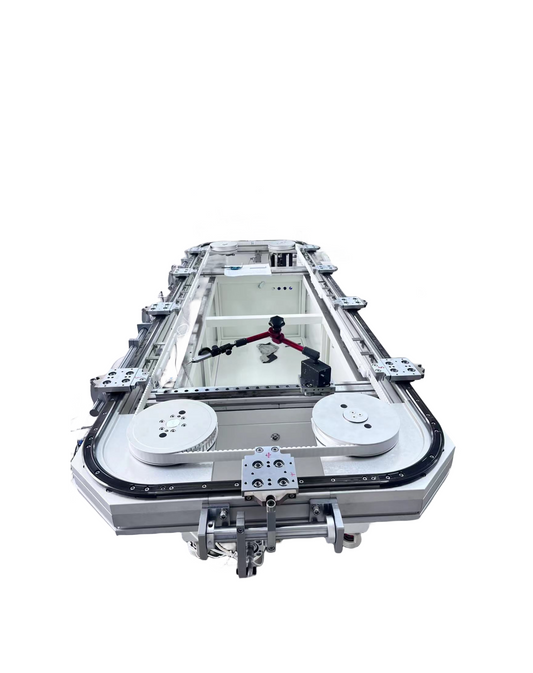 Rectangular four-axis synchronous belt driven track system