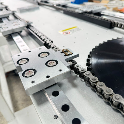 Drive chain and rail details of chain driven track system