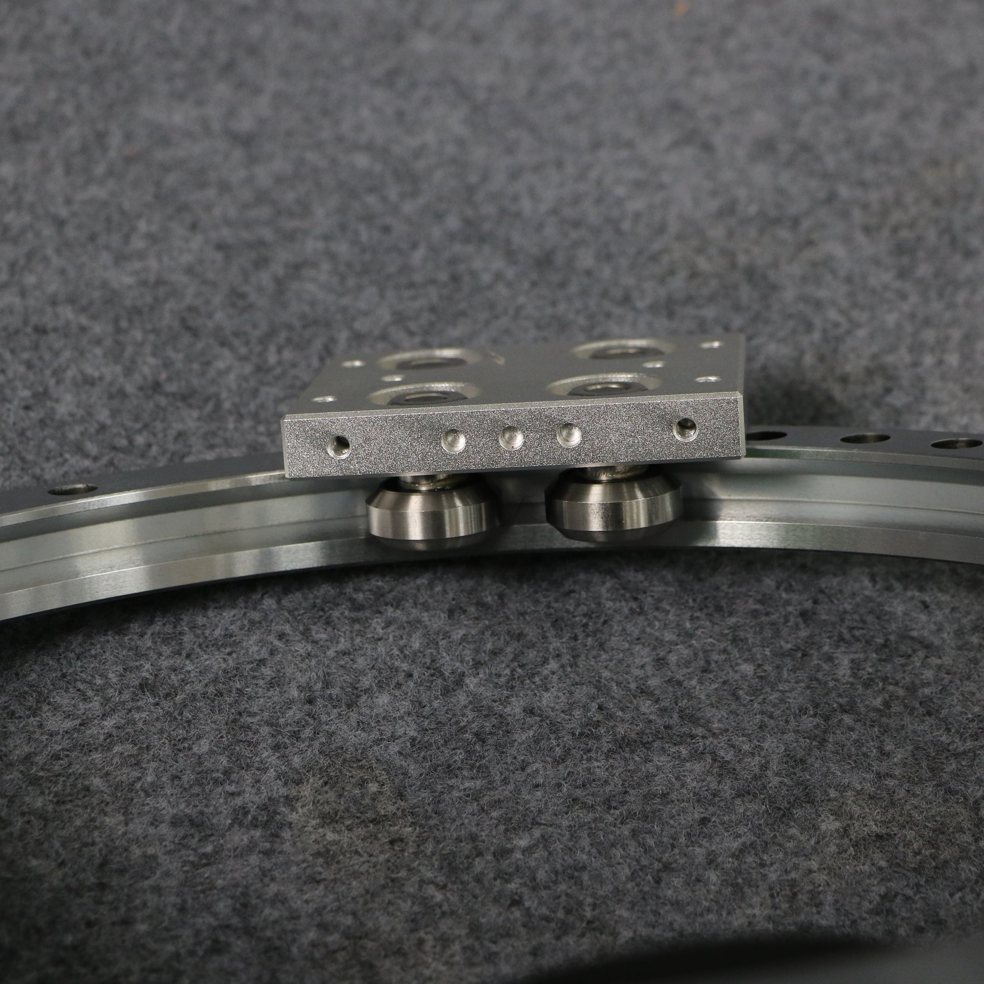 Detail of curved guide rail slider